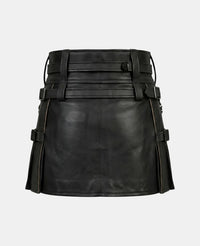 Women Leather Rainbow Kilt With Ring Straps Back