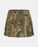 Women Military Camo Tactical Kilt Front