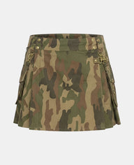 Women Military Camo Tactical Kilt Front