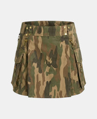 Women Military Camo Utility Kilt Front