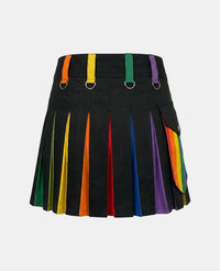 Women Pride Rainbow Kilt With Cargo Pockets Back