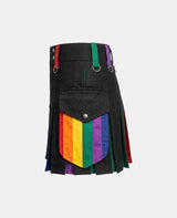 Women Pride Rainbow Kilt With Cargo Pockets Left Side