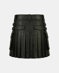 Women Red Pleats Rainbow Kilt Back