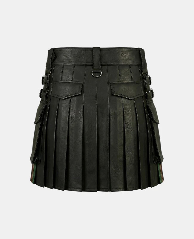 Women Red Pleats Rainbow Kilt Back