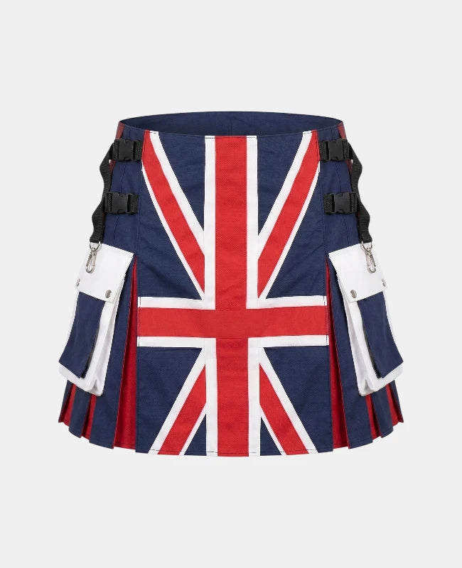 Women UK Flag Hybrid Utility Kilt Front