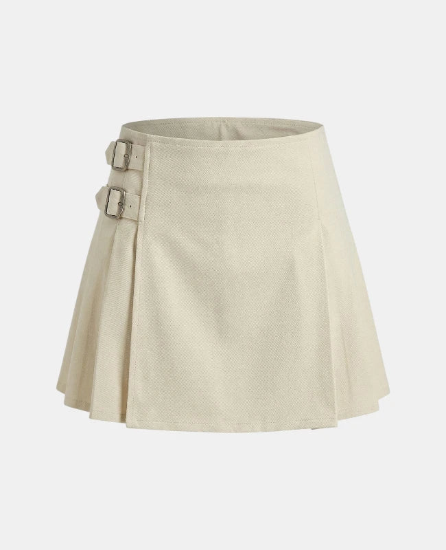 Women White Wool Kilt Front