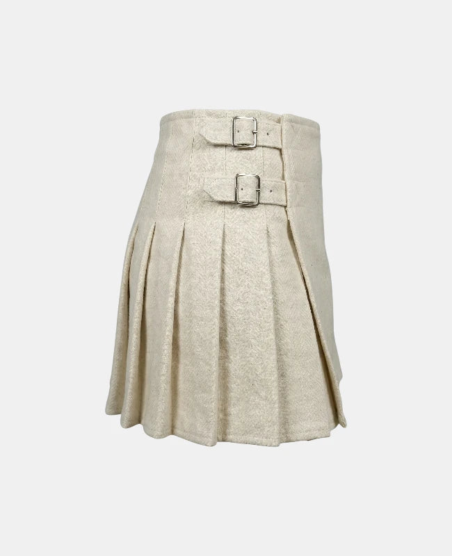 Women White Wool Kilt Right Side