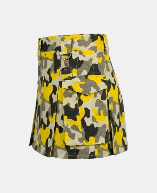 Women Modern Pattern Tactical Camo Utility Kilt Left Side