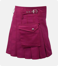 Women’s Cotton Jeans Mahroon Utility Kilt Side