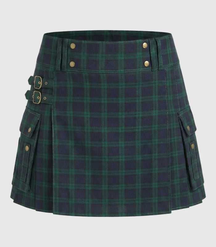 Women’s Black Watch Tartan Utility Kilt Front