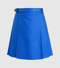 plain Standard Blue Leather Kilt Front