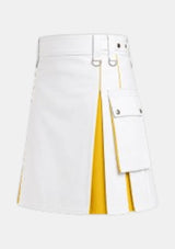 White & Yellow Hybrid Leather Utility Kilt